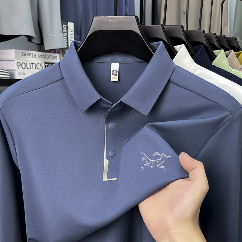 Polo majica s vezom, dugi rukav, labav kroj, najlon-spandeks smjesa, brzo se suši