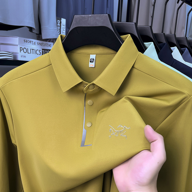 Polo majica s vezom, dugi rukav, labav kroj, najlon-spandeks smjesa, brzo se suši