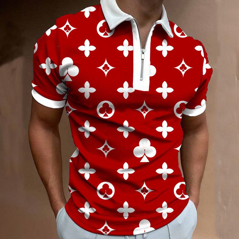 Polo majica - sportski stil, kratki rukavi, labavi kroj, print na 88% poliesterskoj smjesi, detalj zatvarača