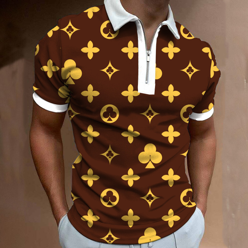 Polo majica - sportski stil, kratki rukavi, labavi kroj, print na 88% poliesterskoj smjesi, detalj zatvarača