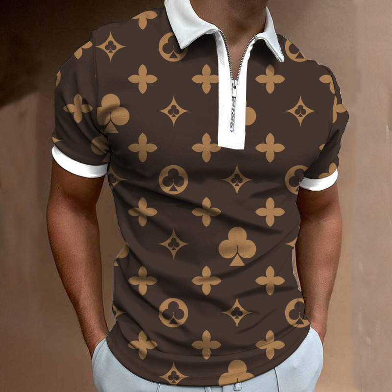 Polo majica - sportski stil, kratki rukavi, labavi kroj, print na 88% poliesterskoj smjesi, detalj zatvarača