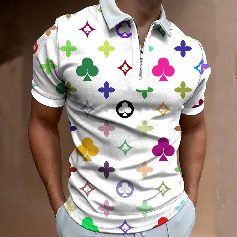 Polo majica - sportski stil, kratki rukavi, labavi kroj, print na 88% poliesterskoj smjesi, detalj zatvarača