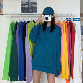 Дамски качулен суитшърт с подплата от флис – свободен силует, дълги ръкави, средна дължина, материя milk silk и полиестер, градски стил за свободното време