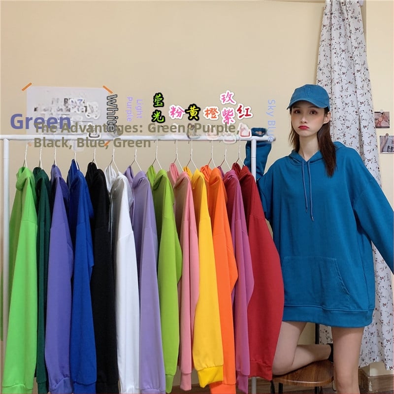 Дамски качулен суитшърт с подплата от флис – свободен силует, дълги ръкави, средна дължина, материя milk silk и полиестер, градски стил за свободното време