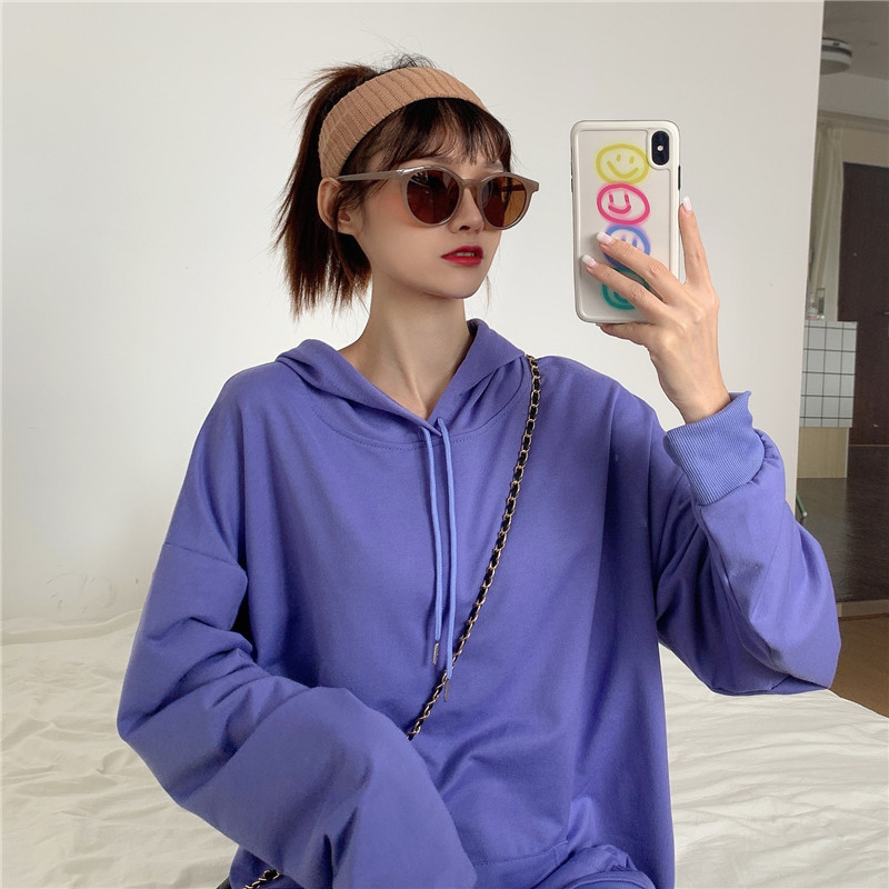 Дамски качулен суитшърт с подплата от флис – свободен силует, дълги ръкави, средна дължина, материя milk silk и полиестер, градски стил за свободното време