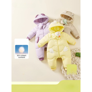 Unisex detský overal s páperím pre novorodencov, zima 2025, výplň biele páperie kačíc 91–94%, vonkajší a vnútorný materiál nylon 100%