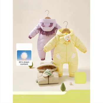 Unisex detský overal s páperím pre novorodencov, zima 2025, výplň biele páperie kačíc 91–94%, vonkajší a vnútorný materiál nylon 100%