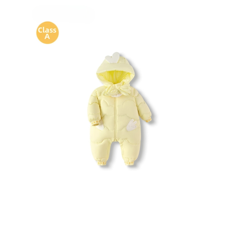 Unisex detský overal s páperím pre novorodencov, zima 2025, výplň biele páperie kačíc 91–94%, vonkajší a vnútorný materiál nylon 100%