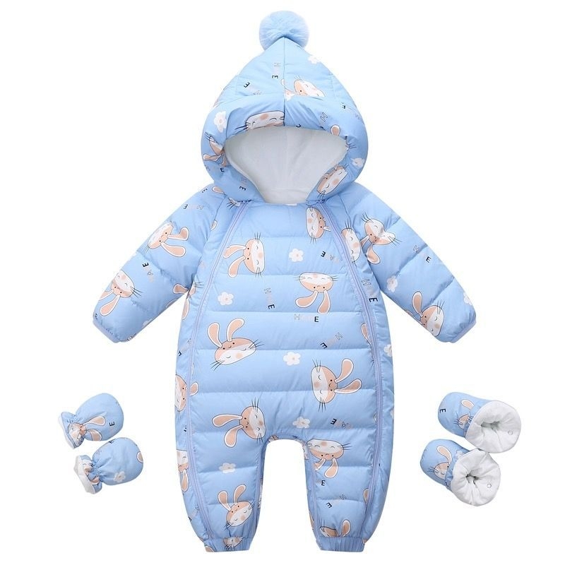 Jednodielna detská bunda s výplňou z bieleho kačacieho peria 95%+, bavlneným podšitím, pre novorodencov