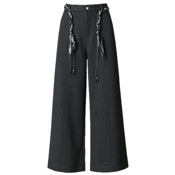 Ženske široke hlače od vune s visokim strukom, jesensko-zimski stil, debeli materijal, mikroelastičnost, dužina 9/10