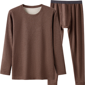 Muški termalni set od vune i svile, s fleece unutrašnjosti, izuzetno debeli viskozni materijal, dvostruki sloj, dugi rukavi i hlače, okrugli izrez, sadrži 50–70% viskoze