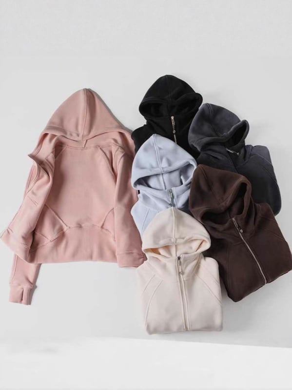 Ženska jakna s kapuljom i zatvaračem, poliester, dugi rukavi, japansko-korejski casual stil