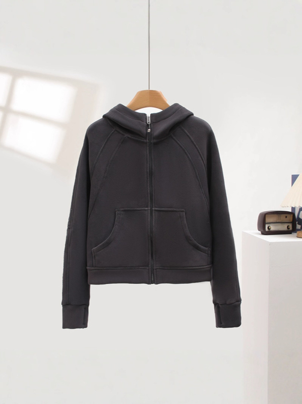 Ženska jakna s kapuljom i zatvaračem, poliester, dugi rukavi, japansko-korejski casual stil