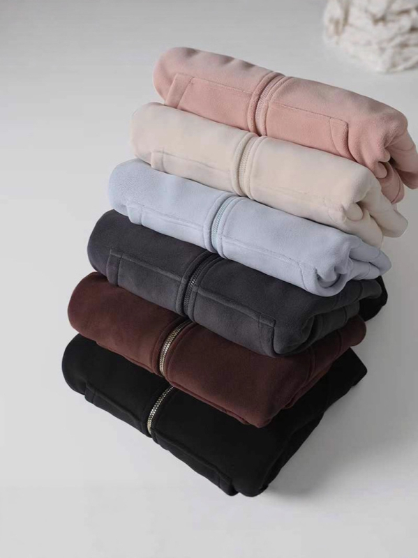 Ženska jakna s kapuljom i zatvaračem, poliester, dugi rukavi, japansko-korejski casual stil