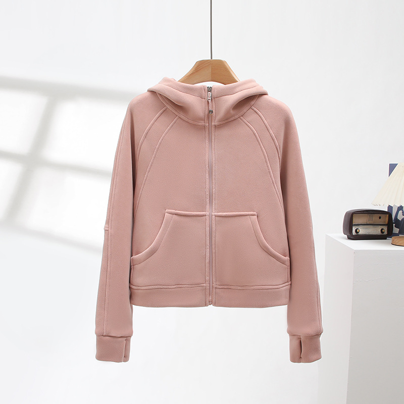 Ženska jakna s kapuljom i zatvaračem, poliester, dugi rukavi, japansko-korejski casual stil