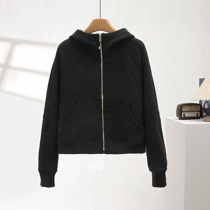 Ženska jakna s kapuljom i zatvaračem, poliester, dugi rukavi, japansko-korejski casual stil