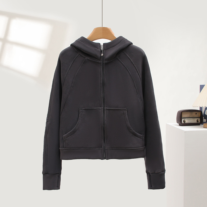 Ženska jakna s kapuljom i zatvaračem, poliester, dugi rukavi, japansko-korejski casual stil