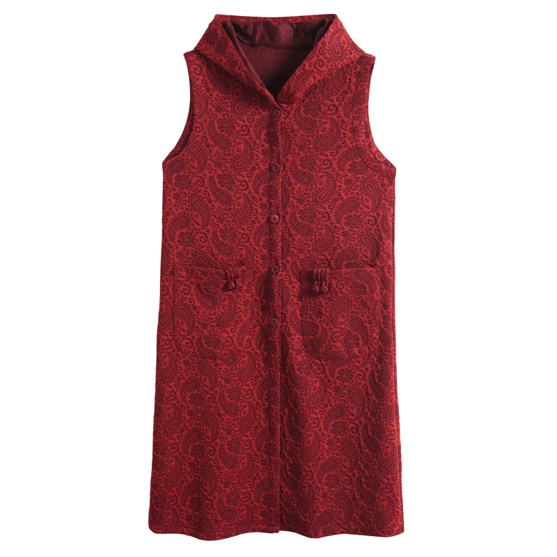Duga proljetna jakna, slobodan oversize kroj, Cashew uzorak, poliester-elastan smjesa (90-95% poliester, do 30% elastana), duljina 80-100 cm, casual gradski stil za svakodnevnu upotrebu