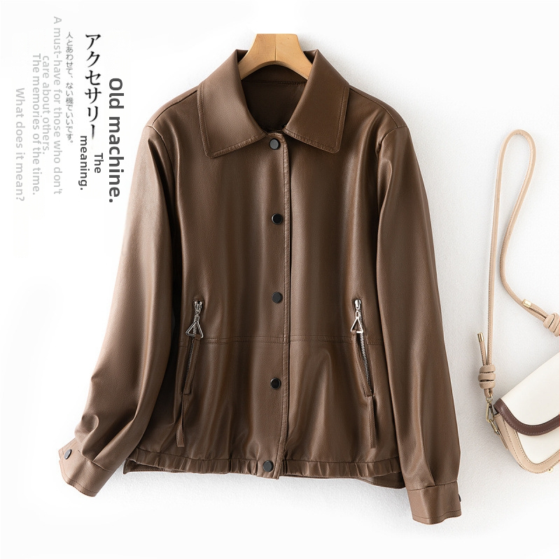 Geacă de piele pentru femei cu glugă, lungime extinsă, închidere cu fermoar, stil urban — vara 2024