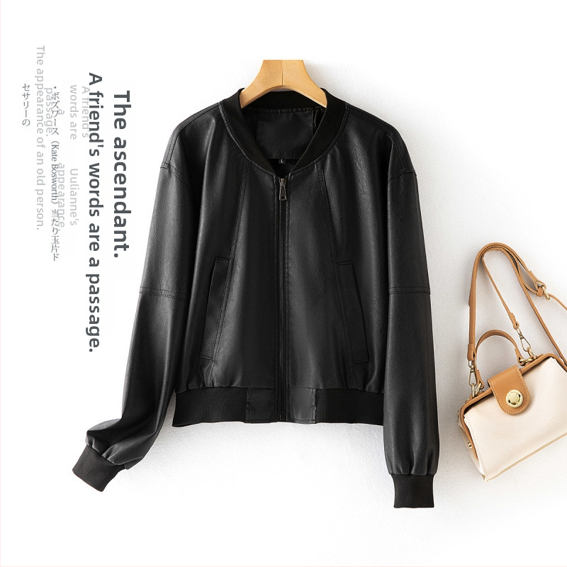 Geacă de piele pentru femei cu glugă, lungime extinsă, închidere cu fermoar, stil urban — vara 2024