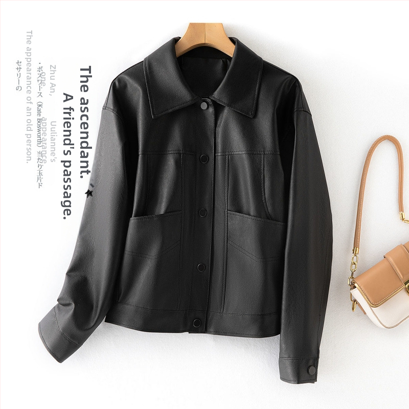 Geacă de piele pentru femei cu glugă, lungime extinsă, închidere cu fermoar, stil urban — vara 2024