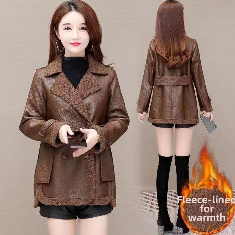 Geacă de piele pentru femei cu glugă, lungime extinsă, închidere cu fermoar, stil urban — vara 2024