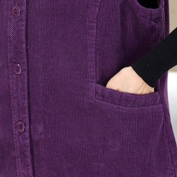 Corduroy pamukasti prsluk, zapadnjački stil, 95% pamuk, proljeće 2024, za žene srednje i starije dobi