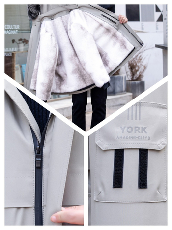 Ανδρικό γούνινο παρκά με αποσπώμενη επένδυση από νορκα και γούνα αλεπούς, φερμουάρ, μεσαίου μήκους