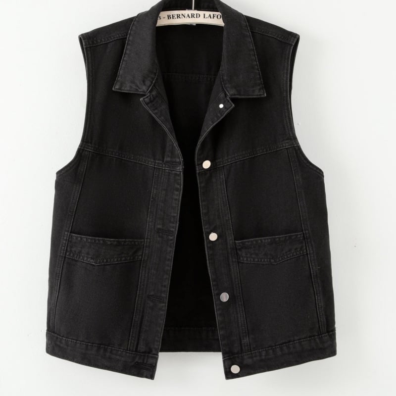 Безръкавна халтер жилетка деним/памук, градски стил, регулярен силует, пролет-лято 2024