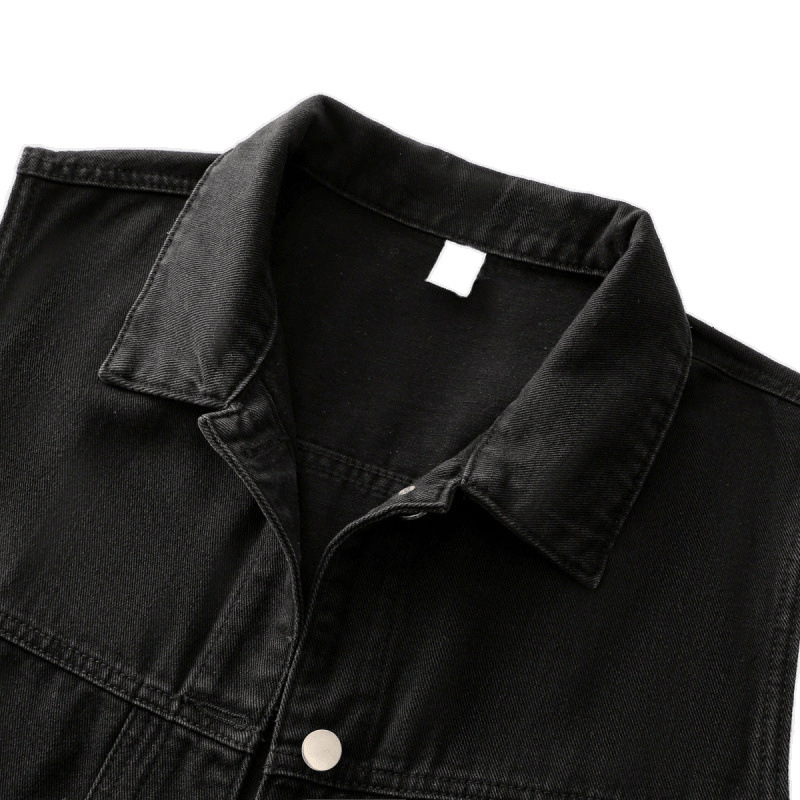 Безръкавна халтер жилетка деним/памук, градски стил, регулярен силует, пролет-лято 2024