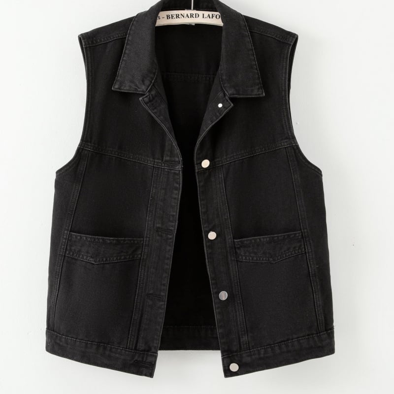 Безръкавна халтер жилетка деним/памук, градски стил, регулярен силует, пролет-лято 2024