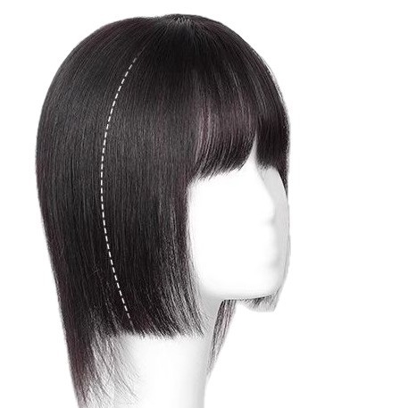 Dijel za zamjenu kose za žene, bangs u stilu princeze, prava ljudska kosa, ravna tekstura, mehanička obrada, model: dijel zamjene kose