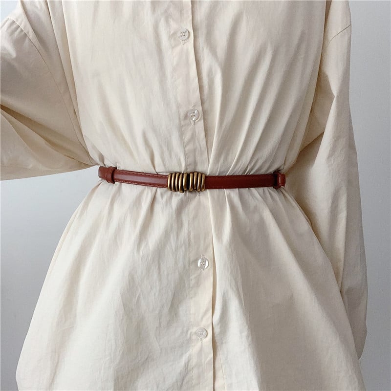 Ζώνη μέσης για φόρεμα με διπλό αγκράφα, PU δέρμα, αγκράφα από κράμα, πλάτος 2–4 εκ, ηλεκτροπλατίωση