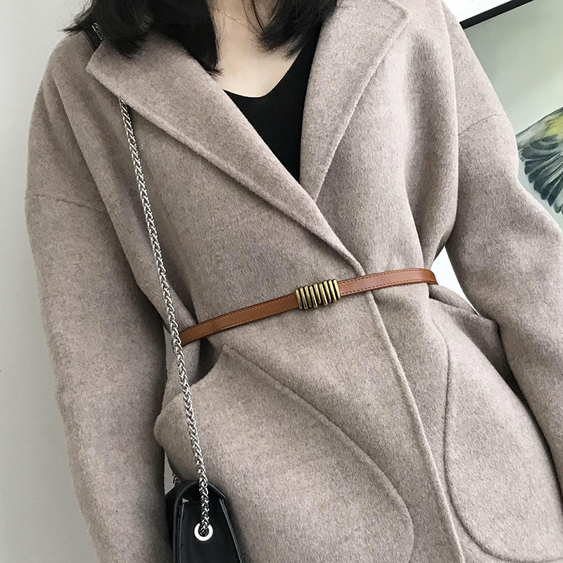 Ζώνη μέσης για φόρεμα με διπλό αγκράφα, PU δέρμα, αγκράφα από κράμα, πλάτος 2–4 εκ, ηλεκτροπλατίωση