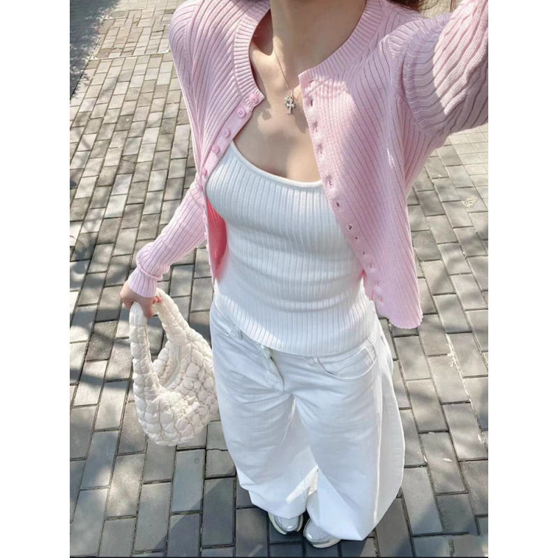 Двухчастен плетен комплект: потник и жилетка, квадратно деколте, тесен силует, дълги ръкави, есен 2025