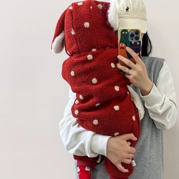 Salopetă de iarnă pentru sugari și copii mici, cu glugă, model desen animat, călduroasă, mâneci lungi, închidere frontală cu un rând de nasturi, 81–90% fibră regenerată de celuloză