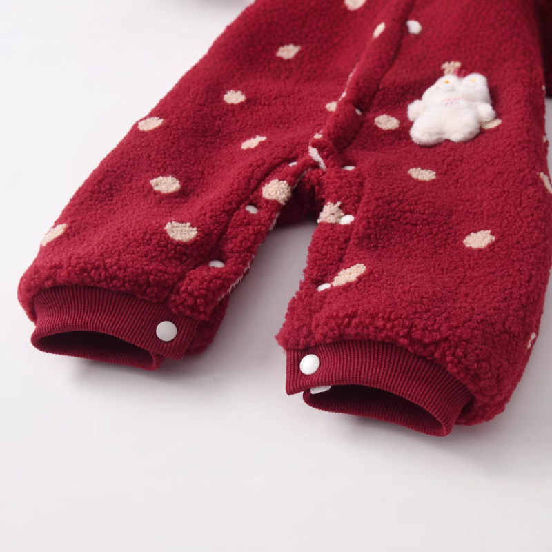 Salopetă de iarnă pentru sugari și copii mici, cu glugă, model desen animat, călduroasă, mâneci lungi, închidere frontală cu un rând de nasturi, 81–90% fibră regenerată de celuloză