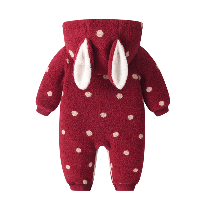 Salopetă de iarnă pentru sugari și copii mici, cu glugă, model desen animat, călduroasă, mâneci lungi, închidere frontală cu un rând de nasturi, 81–90% fibră regenerată de celuloză