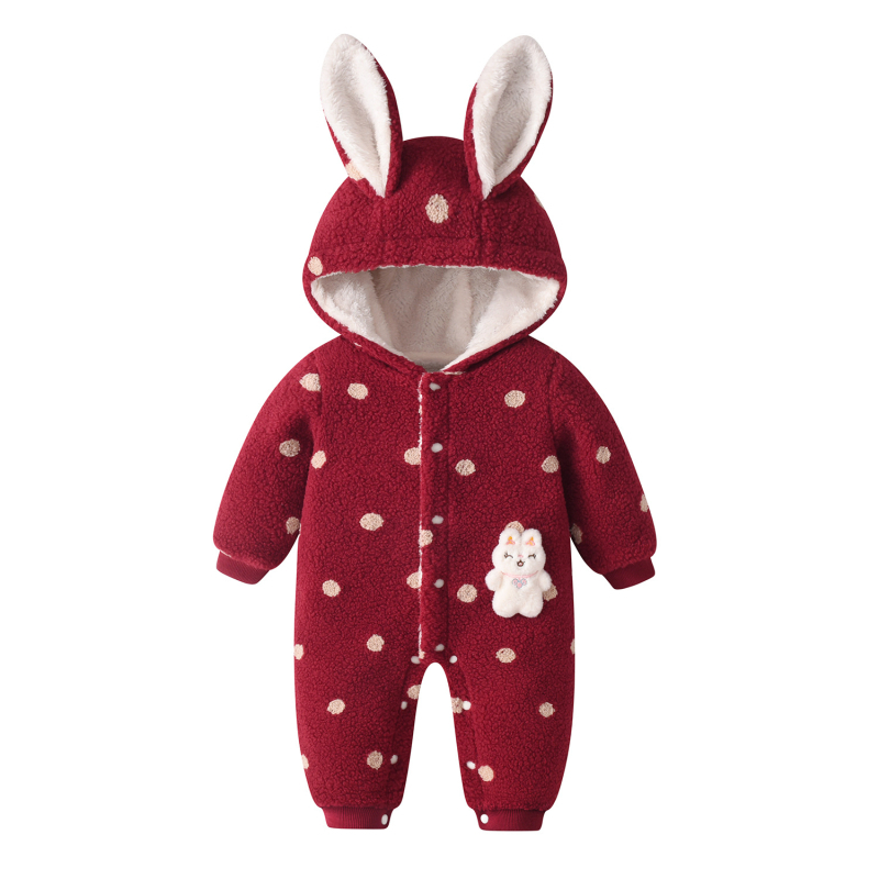 Salopetă de iarnă pentru sugari și copii mici, cu glugă, model desen animat, călduroasă, mâneci lungi, închidere frontală cu un rând de nasturi, 81–90% fibră regenerată de celuloză