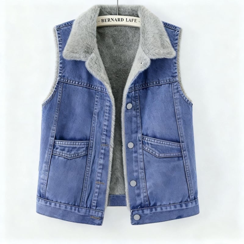 Дънкова жилетка за жени, V-образно деколте, ултра къса дължина, А-образен силует, закопчаване с едно копче