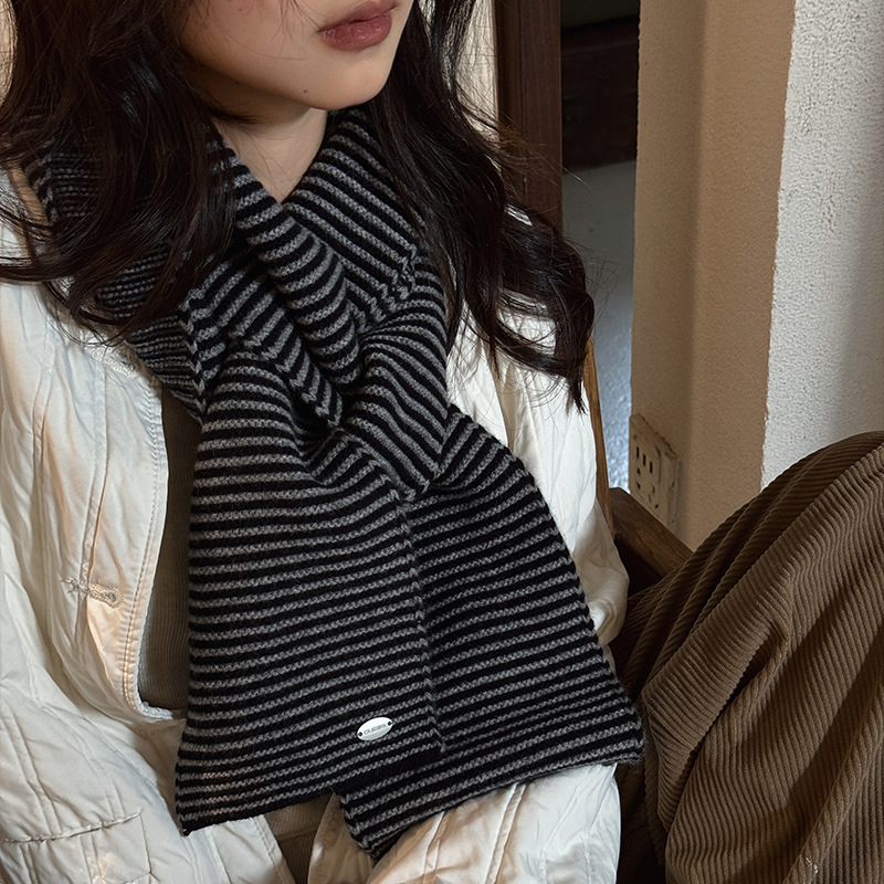 Вълнен зимен шал с Warp-knit тъкан, дълъг, елегантен, висок клас, корейски стил, запазва топлината