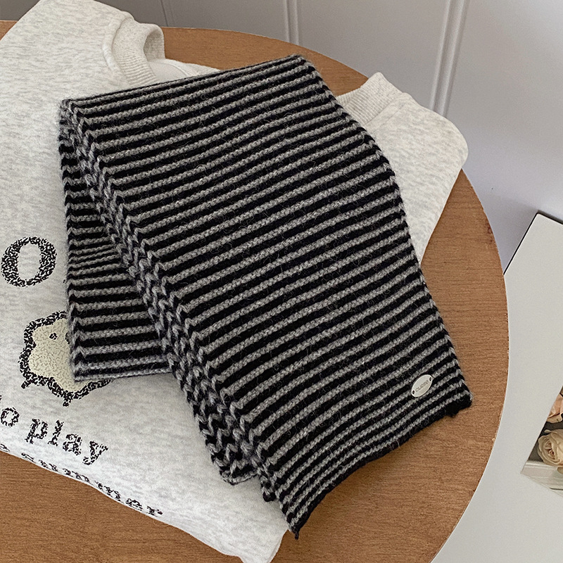 Вълнен зимен шал с Warp-knit тъкан, дълъг, елегантен, висок клас, корейски стил, запазва топлината