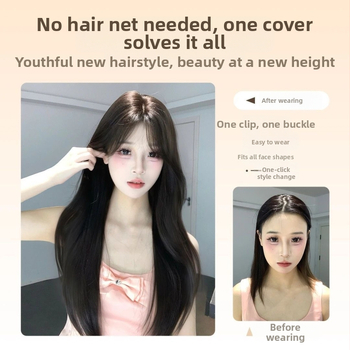 Koni Wig Weiwei bez mrežice za povećanje volumena, stiliziran i bešivan, prozračan zamjenski dio kose, ultra lagan i prirodan izgled; Materijal kose: termička vlakna; Tehnologija izrade: mehanizam; Za žene; Bez bojenja ili uvijanja.