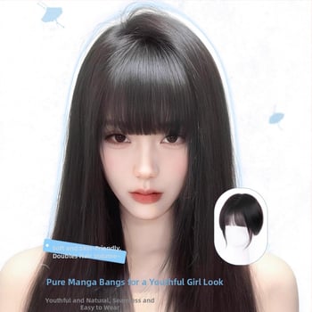Ženski topper za kosu s bangs, prirodna kosa, polu ručno tkan, ravna, model 833, pogodan za bojanje i permiranje