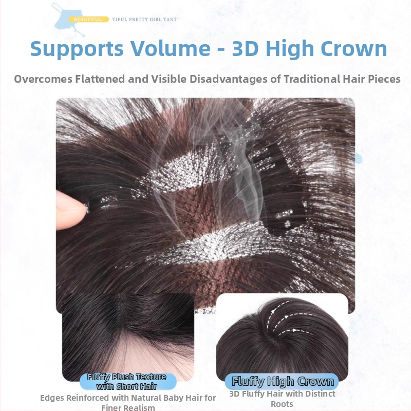 Ženski topper za kosu s bangs, prirodna kosa, polu ručno tkan, ravna, model 833, pogodan za bojanje i permiranje