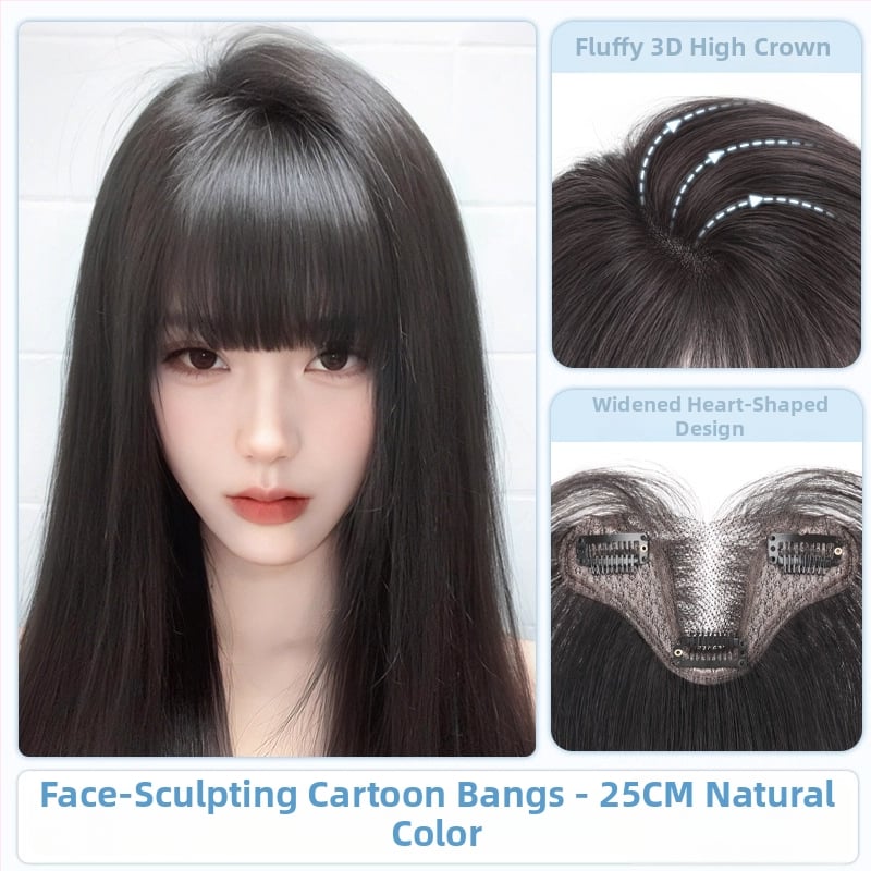 Ženski topper za kosu s bangs, prirodna kosa, polu ručno tkan, ravna, model 833, pogodan za bojanje i permiranje