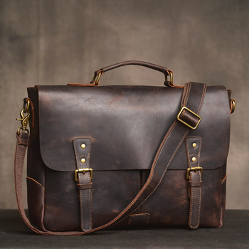 Genți de afaceri din piele naturală, piele de vită, primul strat, rezistentă la uzură, căptușeală poliester-bumbac, pentru călătorii de afaceri