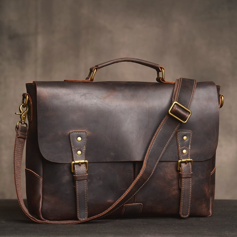 Genți de afaceri din piele naturală, piele de vită, primul strat, rezistentă la uzură, căptușeală poliester-bumbac, pentru călătorii de afaceri