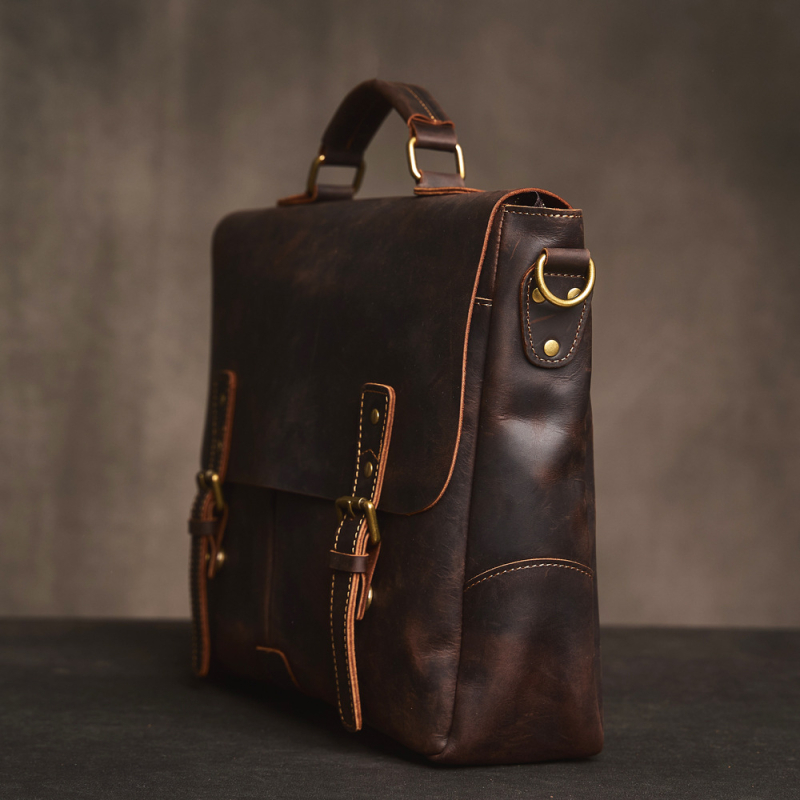 Genți de afaceri din piele naturală, piele de vită, primul strat, rezistentă la uzură, căptușeală poliester-bumbac, pentru călătorii de afaceri