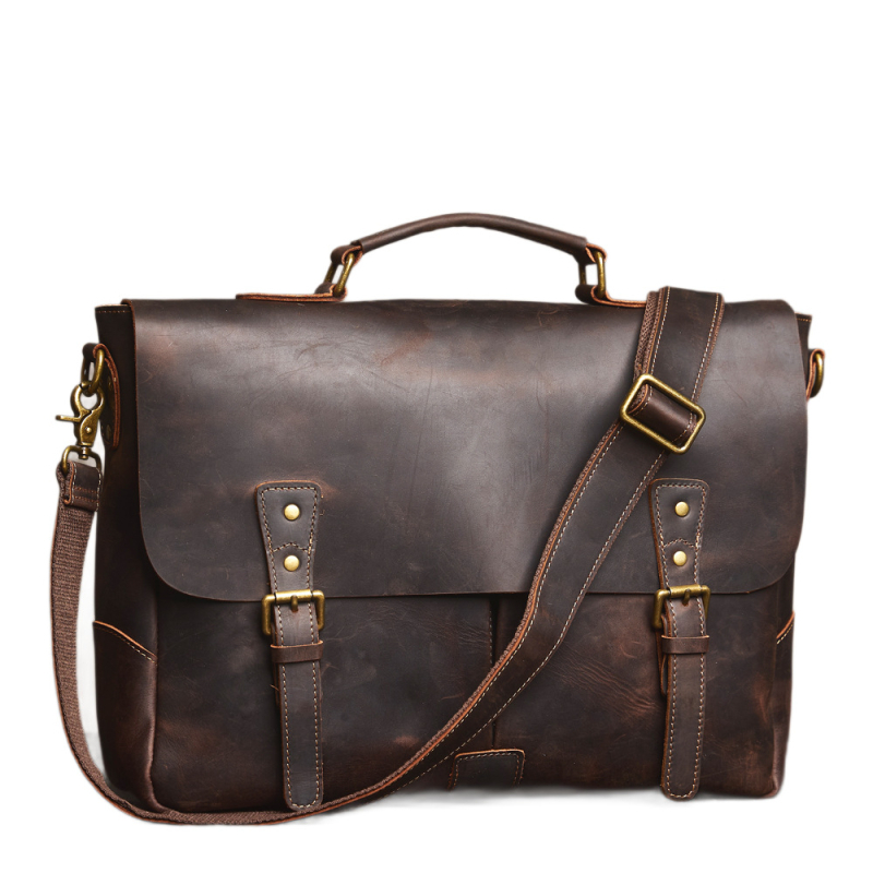 Genți de afaceri din piele naturală, piele de vită, primul strat, rezistentă la uzură, căptușeală poliester-bumbac, pentru călătorii de afaceri